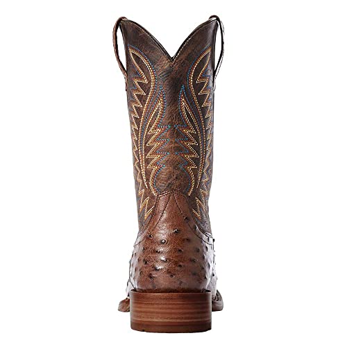 Ariat Men`s Gallup Mocha Full Quill Ostrich 11` Distressed Wheat Top Square Toe Boot3