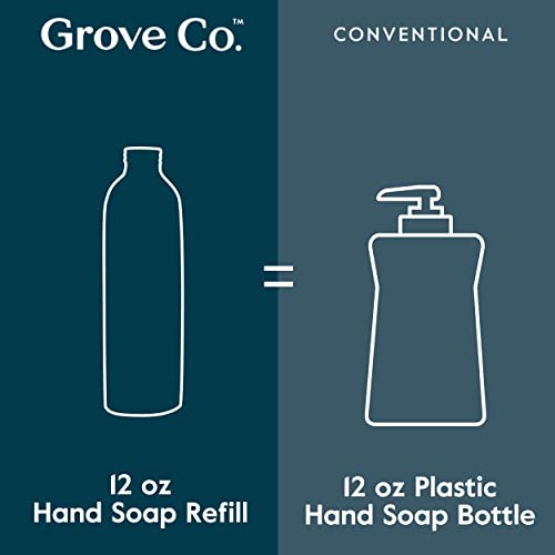 Grove Co. Foaming Hand Soap Concentrate (12 Fl Oz) + Reuseable Glass Soap Dispenser, Plastic Free And Liquid Refillable Starter Kit, Free & Clear Unscented #TOP4