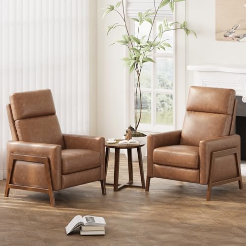COLAMY Recliner Set with Footrest Adjustable Leather