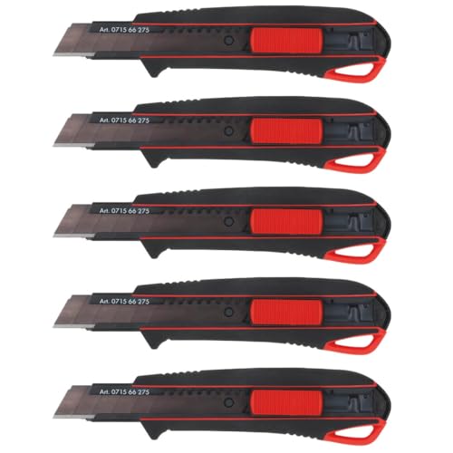 Würth 5x 2K Cutter-Messer mit Schieber Silber schwarz rot Kunststoff Edelstahl 625 Gramm 17 78 cm modern ergonomic robust hochwertig 2077031031