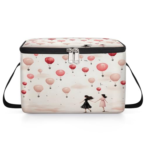 GzLeyigou Womens with Balloons Lunch Bags for Women Men 9 Cans, Hot & Cold Food Delivery Bag Insulated Grocery Bag Insulated Lunch Box Cooler Bag for Office Work Picnic Beach
