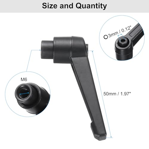Image of uxcell 4pcs Clamping Lever Adjustable Handle Set Metric M6 x 50mm Male & M6 Female Thread Level Handles Hand Stud Knobs Quick Release Black for Lathe Machinery