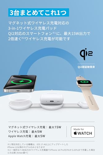 Anker Anker MagGo Wireless Charging Station (3-in-1, Foldable Pad) A25M8 の商品画像 1