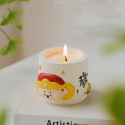 Bougie en cire de soja CAI artisanale style chinois pour rituel Feng Shui