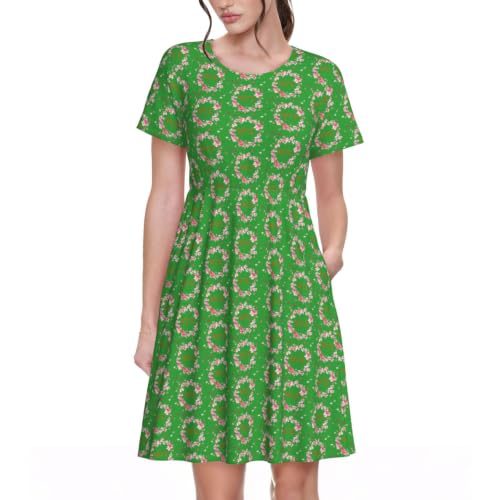 Robe tunique col rond et manches courtes dotée de poches latérales