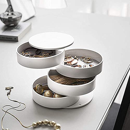 Organizador de joias com 4 camadas caixa de armazenamento suporte giratório para mulheres pulseiras