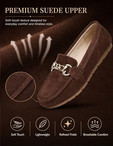 Image of ABEJOJO Women's Loafer Shoes, Comfortable Slip on Casual Flat Penny Shoes for Walking, Driving, Dressy