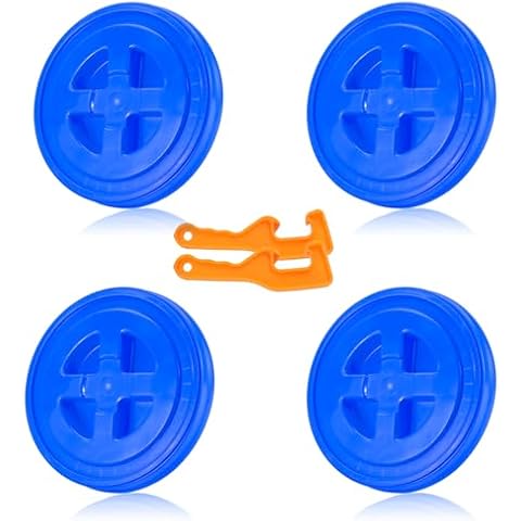 4 Pieces 5 Gallon Bucket Lid with Bucket Lid Opener,Plastic Storage Bucket Leak-Proof Screw Seal Lids,Pet Food Storage Container Lid for Home Paint Storage Buckets Cover