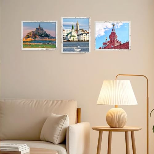 Image of BESCRCL 8x10 Picture Frame Wall or Tabletop, Engineered Wood Photo Frames for 8 x 10 Pictures, Distressed White, 1 Pack