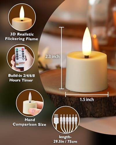 Image of BEICHI 6Pack Rechargeable Flameless Tea Lights Candles with Remote&Timer