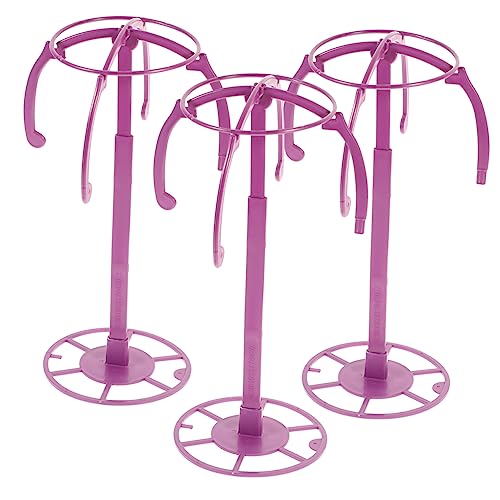 Healeved 3Pcs Collapsible Wig Stand Holder Durable Wig Dryer Display Rack for Hats Headpieces and Wigs Professional Multi Purpose Storage for Easy Styling and Care
