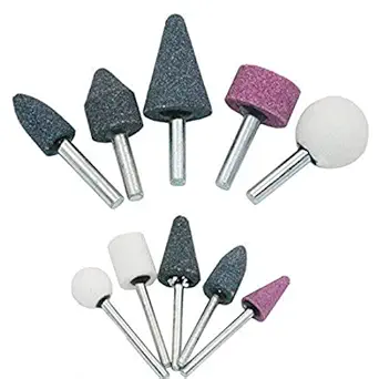 uptodateproducts 10 Pcs/Set Abrasive Polish Mounted Stone Set Grinding Burr Wheel Shank Grinder Tools