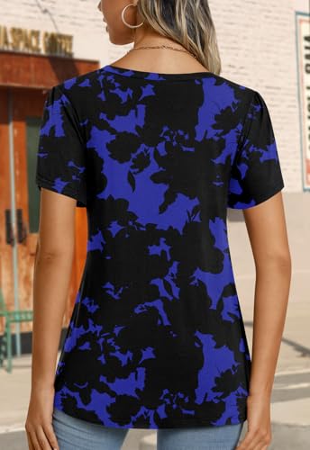 Image of CATHY 2026 Women Tops Summer Short Sleeve Tunic V Neck T-Shirts Loose Casual Floral Blouse S-4XL