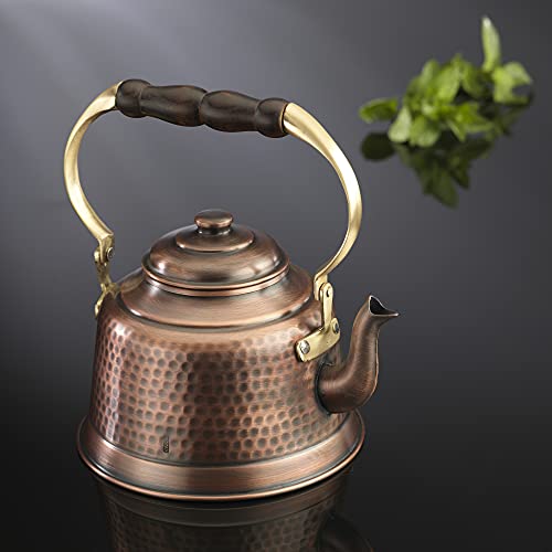 Demmex 100% Handcrafted Heavy Gauge 1Mm Thick Hammered Antique Solid Copper Tea Kettle Pot Stovetop Teapot thumb #5
