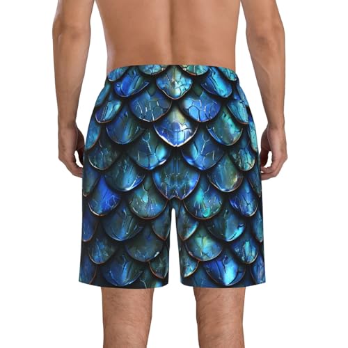 Men's Quick Dry Swim Shorts Dragon Scales Dark Fantasy Style Green Blue Beach Trunks with Pockets2