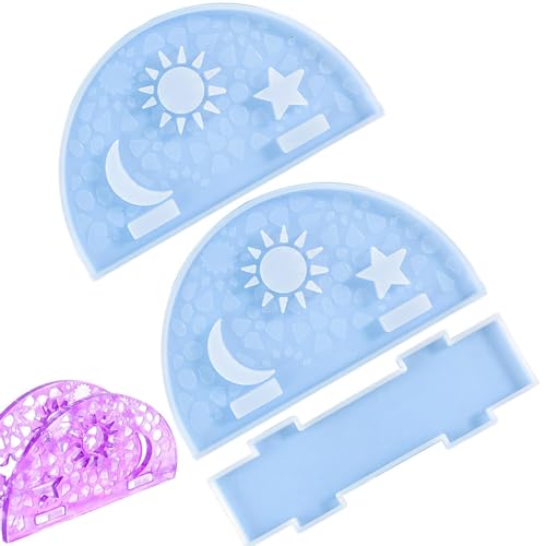 Molde toallero de resina, molde toallero para resina epoxi – Molde de silicona para de pañuelos – Molde de resina epoxi, diseño de estrella y luna, bricolaje, artesanía en