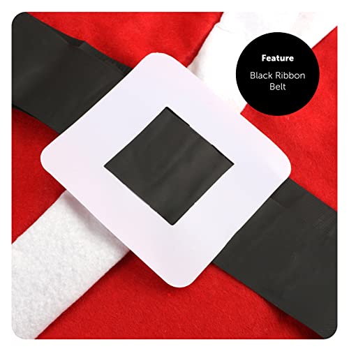 Costume de Père Noël rouge et blanc ensemble de 5 pièces avec barbe et ceinture incluses - 4