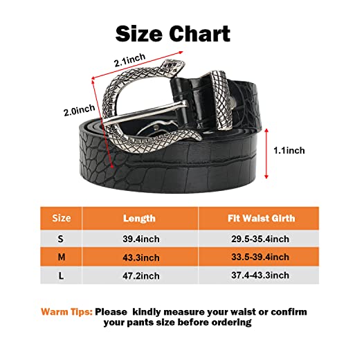 Fioretto Women Fashion Belt With Snake Buckle Lady Snakeskin Pu Leather Belts For Jeans Pants Dresses Vintage Casual #TOP1