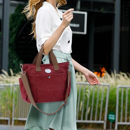 Image of HUA ANGEL Canvas Everyday Tote Bags for Women Medium Crossbody Purses Handbags with Multiple Pockets for Work Travel Beach