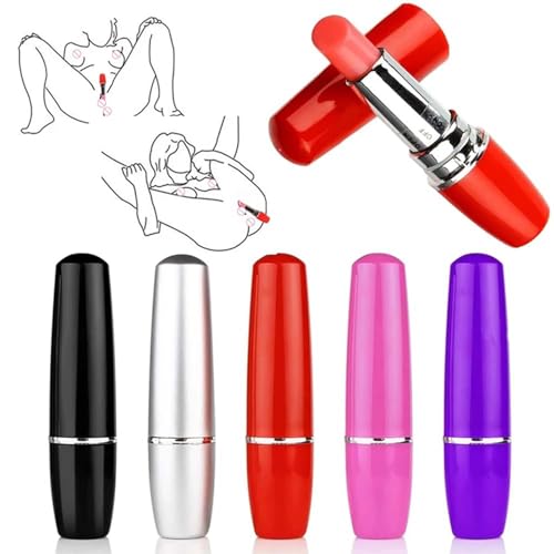 HXLXW Mini Vibration Massagegerät, Silikon Massagestab für Frauen Vibrator Sex Spielzeug，Kleine Geschenke für Frauen，mit Lippenstift-Erscheinungsbild G Punkt Vibratorensets Sex Spielzeug （Schwarz）