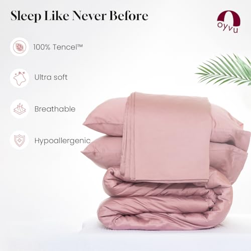 Image of Luxury Fitted Bedsheet | King Size | 300TC | | 100% Tencel| Wood Rose Color | Premium Solid Design | 1 Fitted Bedsheet & 2 Pillow Covers for Bedroom | Size - King, 72 inch X 78 inch x 12 inch inch