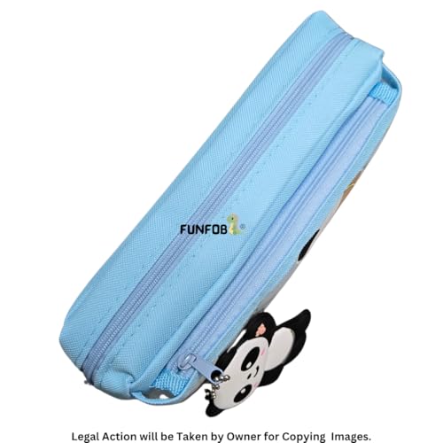 Image of Funfob Panda Pencil Pouch for School College for Pen Pencil Panda Pencil Box Travel or Cosmetic Case | Panda Pouch Keychain Blue