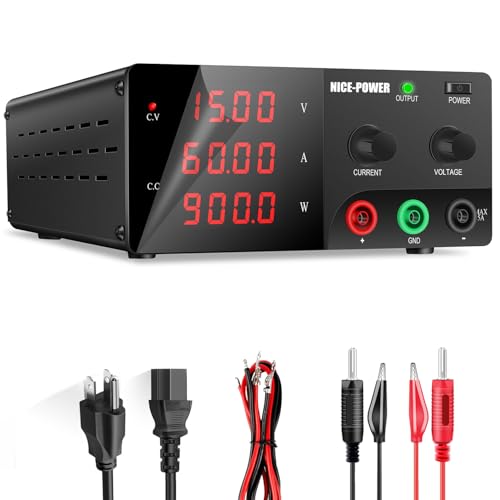 Image of NICE-POWER DC Power Supply Variable, 15V 60A 900W High Power Bench Power Supply with Encoder Knob, Benchtop Lab Power Supply, Adjustable Switching Regulated Power Supply