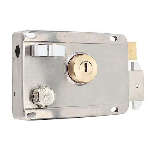 RIZGHWOY Serrure de Portail Extérieure, Serrure Antivol Mécanique avec Poignée Dissimulée pour Porte en Bois et Porte en Acier