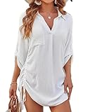 Photo Gallery asoodiy camicetta lunga da donna con scollo a v, tunica top estivo da spiaggia coprire abito da donna manica a 3/4 camicetta con maniche arrotolabili, bianco, xl Photo Gallery asoodiy camicetta lunga da donna con scollo a v, tunica top estivo da spiaggia coprire abito da donna manica a 3/4 camicetta con maniche arrotolabili, bianco, xl