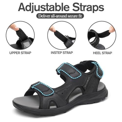 Image of FLARUT Men's Open Toe Leather Hiking Sandals Water Shoes Adjustable