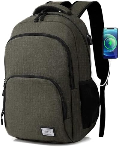 TANTOMI Travel Laptop Backpack for Men Women, Business Anti-Theft Slim 15.6 Inch Laptop Bag with USB Charging Port, Water Resistant School Bag College Backpack for Travel, Work & Daily Carry
