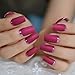 Slim Gorgeous Fake Nails Matte Rose Red with Metallic Moo Medium Size Frosted Artificial Acrylic Nail Art Tips