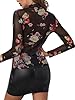 Women's Tops Floral Mesh Mock Neck Tops for Party ... #3