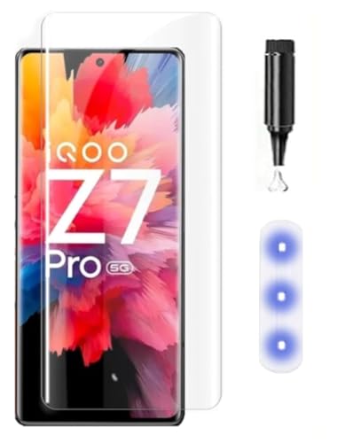 Image of MACLEN Ultra Premium HD Adavnced Glue UV Curved Tempered Glass for iQOO Z7 Pro 5G | With HD clearity full curved edge protection and Installation Kit