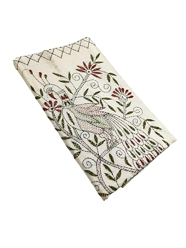 Image of SHRISTI CLOTHINGS Women's Hand Embroidered Cotton Silk Kantha Stitch Saree with Blouse Piece (SB420324 TWD80)