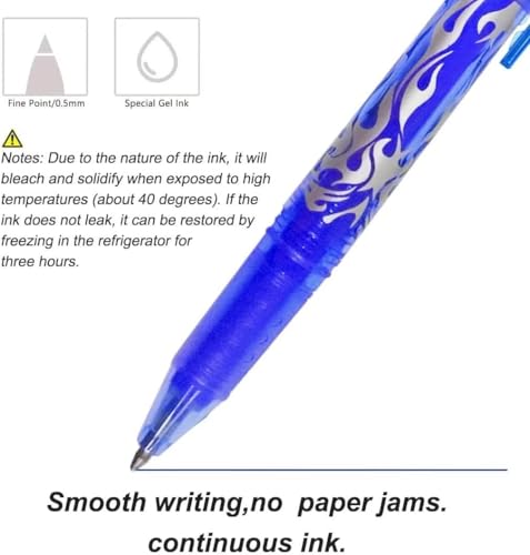 ariel-gxr Wischbare Kugelschreiber, 12 Stück blau + schwarz Wischbare Radierstifte, 0,5 mm Nachfüllbare wischbare Stifte, Wischbare Kugelschreiber, Wischbare Gelstifte, Reibestifte, Gelstift-Set