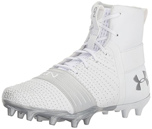 Under Armour Boys' C1N MC Jr. Football Shoe, White (100)/Metallic Silver, 1.5