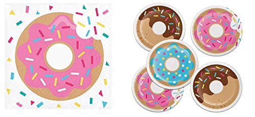 Donut Time Dessert Plates 16 and Beverage Napkins 16 Bundle
