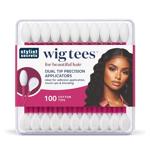 Stylist Secrets Classic Wig Tees - Dual Tip Precision Applicators - Rounded Swabs - for Adhesive Application, Touch-Ups & Blending - Multifunctional for Your Beauty Needs - 100 Cotton Tips
