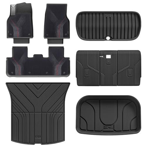 Image of 3W 9PCS Floor Mats for Tesla Model Y Juniper 2025 2026 Star Trails Carpets | Only Premium /Performance, Metal Pedal, Cargo Liner Backrest Mats Double Layer TPE All Weather Custom Fit Model Y Accessories