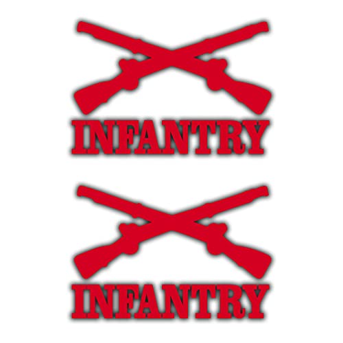 Kramer 2 pk US Army Infantry Crossed Rifles Sticker for Car Decal Truck Window Laptop Auto Vinyl Motorcycle Helmet (Red) 4.5'' x 3''