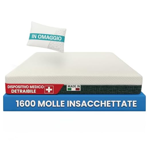 Francegaglia® Materasso Healthy Relax 1600 Molle Insacchettate & Memory con Fascia 3D Traspirante + Cuscino in Fiocco di Memory - Altezza 25cm - Dispositivo Medico Detraibile 90x190