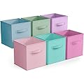 Sorbus Fabric Storage Cubes - 6 Foldable Storage Bins for Organizing Pantry, Cubbies, Toy Box - Clothes Storage & Closet Organizer - 11 Inch Collapsible Cube Baskets for Shelves with Handle