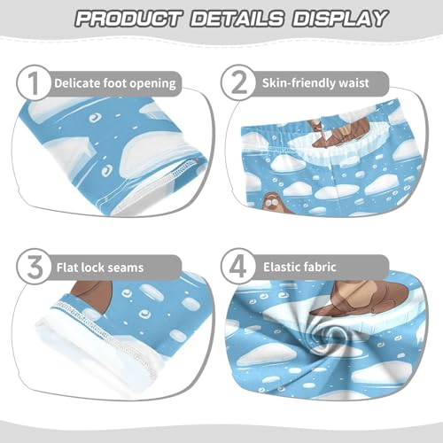 Cute Walrus Ice Girls' Leggings Toddler Doodles Kids Yoga Pants Dance Active Tights 4T3