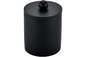 Black Qtip Holder: Resin Bathroom Canister for Cotton Balls, Swabs & Salts