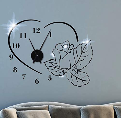 tjapalo® TKU7 Wanduhr Wohnzimmer Schlafzimmer Aufkleber Wandtattoo Uhr mit Uhrwerk Wandaufkleber Wandsticker Liebe Romantik, Größe: B73xH58cm (+Uhrwerk silber), Farbe: lavendel