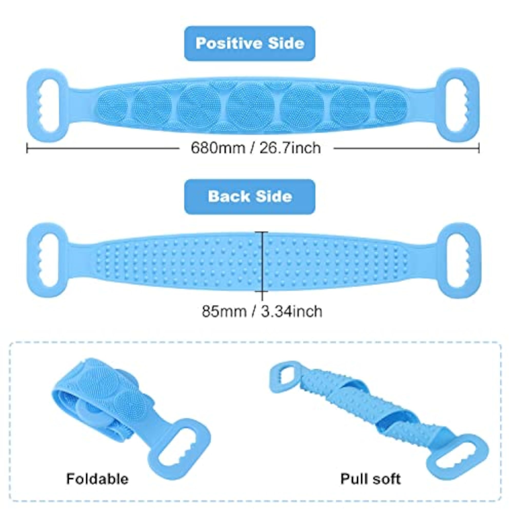 Silicone Bath Body Brush, Long Exfoliating Back Scrubber