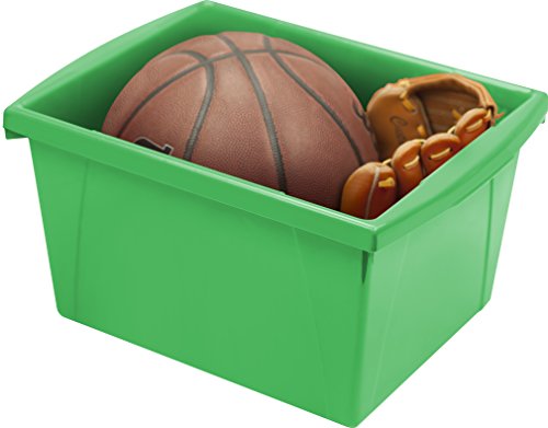 Image of Storex 4 Gallon Storage Bin - Plastic Classroom Organizer for Books and Supplies, Green, 6-Pack (61480C06C)