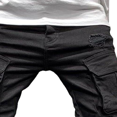 Men's Tapered Leg Cargo Jogger Jeans Slim Fit Stretch Skinny Biker Jeans Casual Fashion Hip Hop Denim Pants3