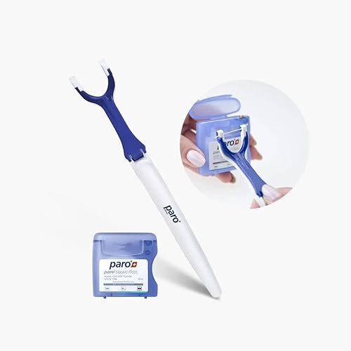 Paro Soporte para hilo dental con fácil agarre y hilo dental clásico Paro 50M  Combo perfecto a un precio razonable